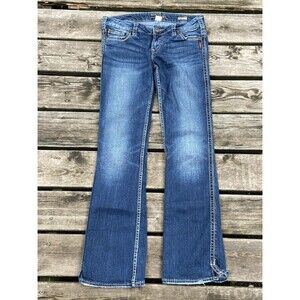 Silver Jeans Frances 18" Boot Womens Size 30W/33L Y2K Dark Wash Thick Stitched